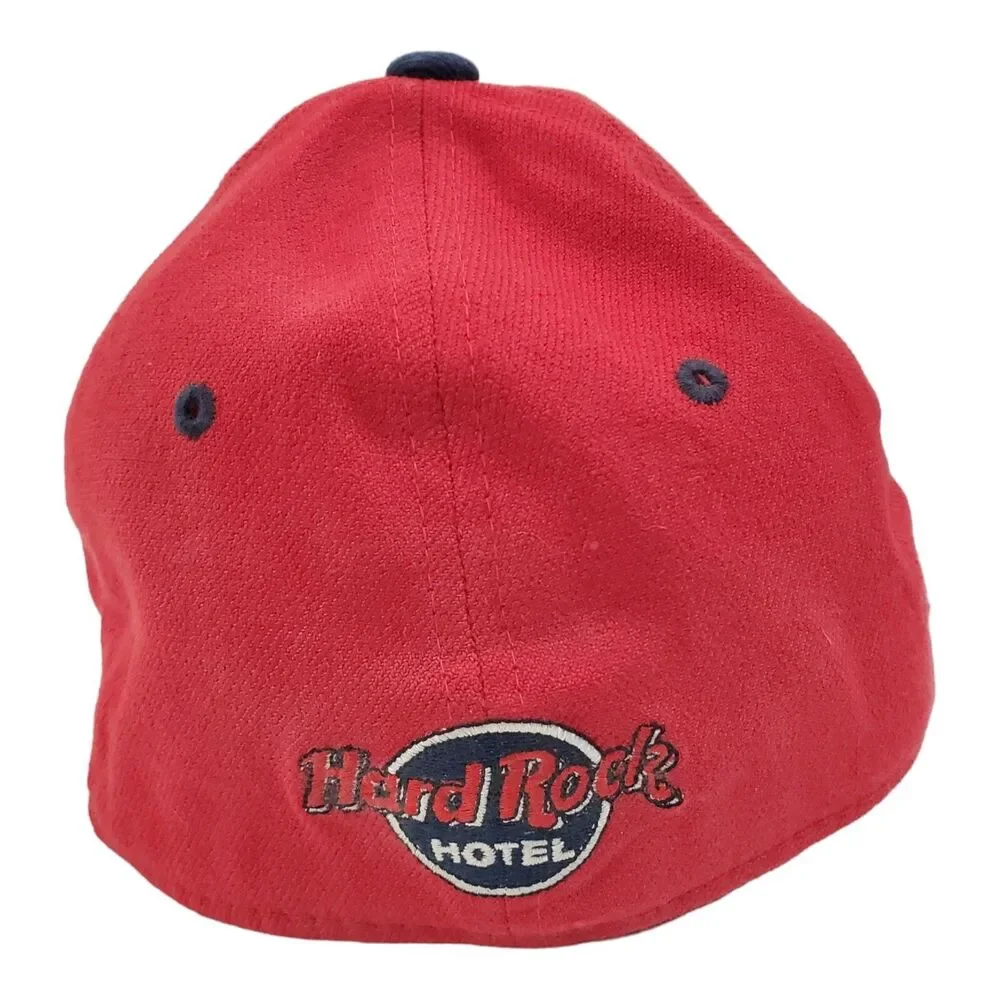 HARD ROCK CAFE Hat Cap Adult Red Blue ORLANDO Old English H Embroidered Fitted